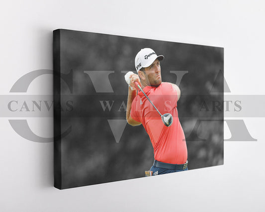 Jon Rahm Black & White Canvas Art Golf Canvas Wall Art