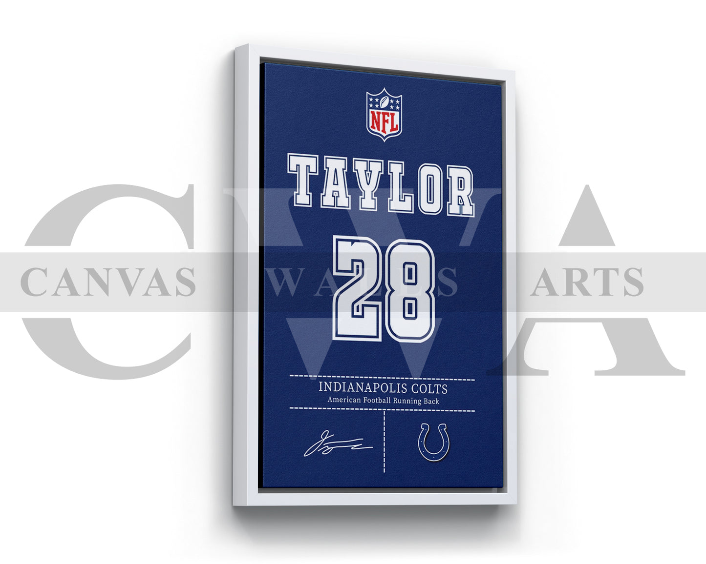 Jonathan Taylor Jersey Canvas Wall Art NFL Jersey Poster Print American Sports Canvas Wall Art