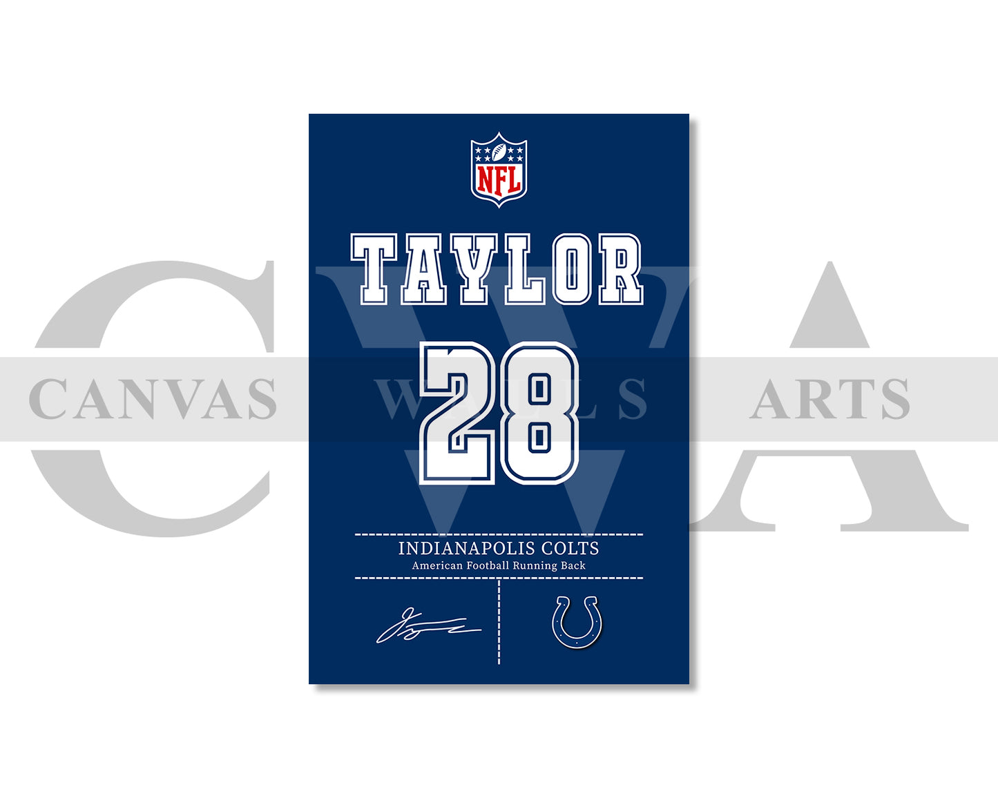 Jonathan Taylor Jersey Canvas Wall Art NFL Jersey Poster Print American Sports Canvas Wall Art