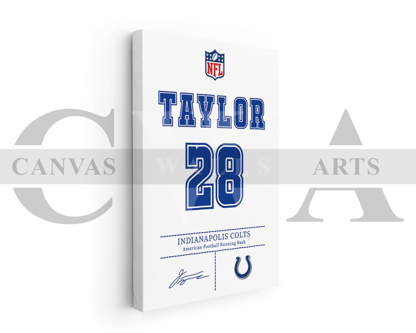 Jonathan Taylor Jersey Canvas Wall Art NFL Jersey Poster Print Sports Canvas Wall Art
