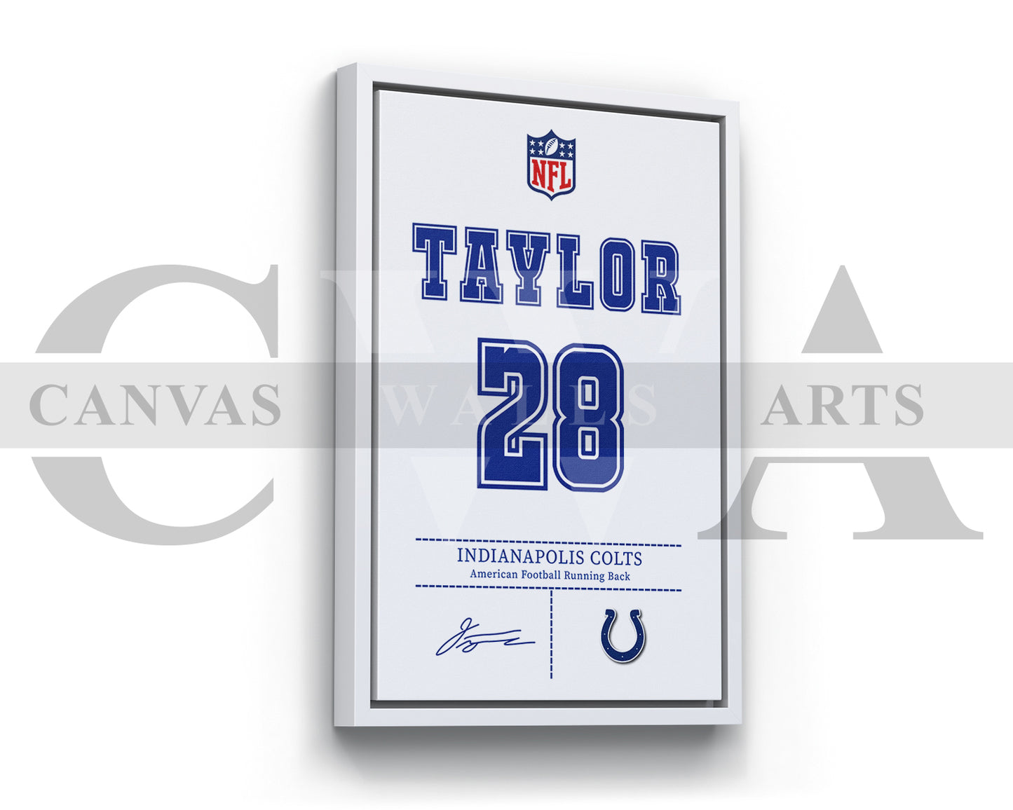 Jonathan Taylor Jersey Canvas Wall Art NFL Jersey Poster Print Sports Canvas Wall Art