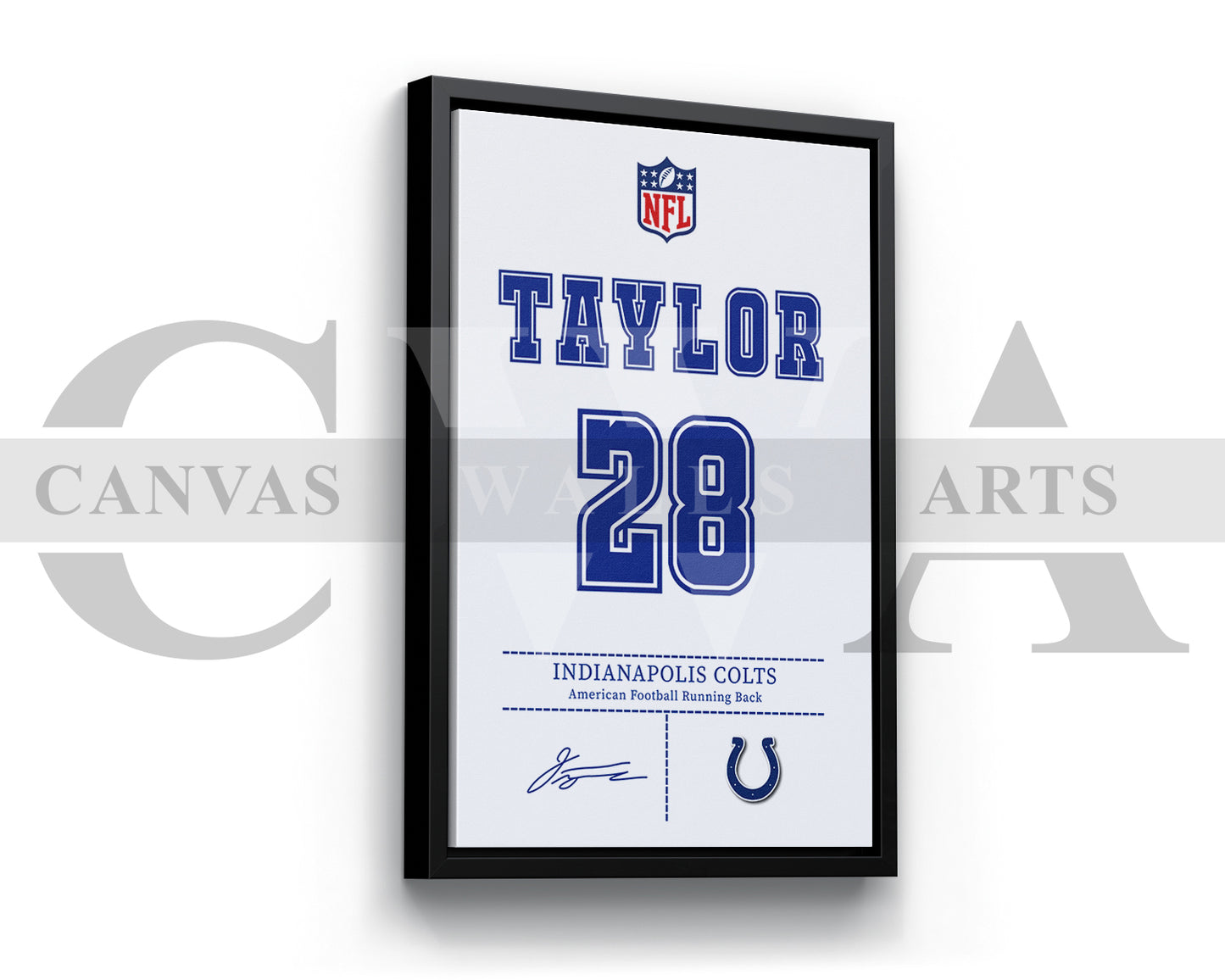 Jonathan Taylor Jersey Canvas Wall Art NFL Jersey Poster Print Sports Canvas Wall Art