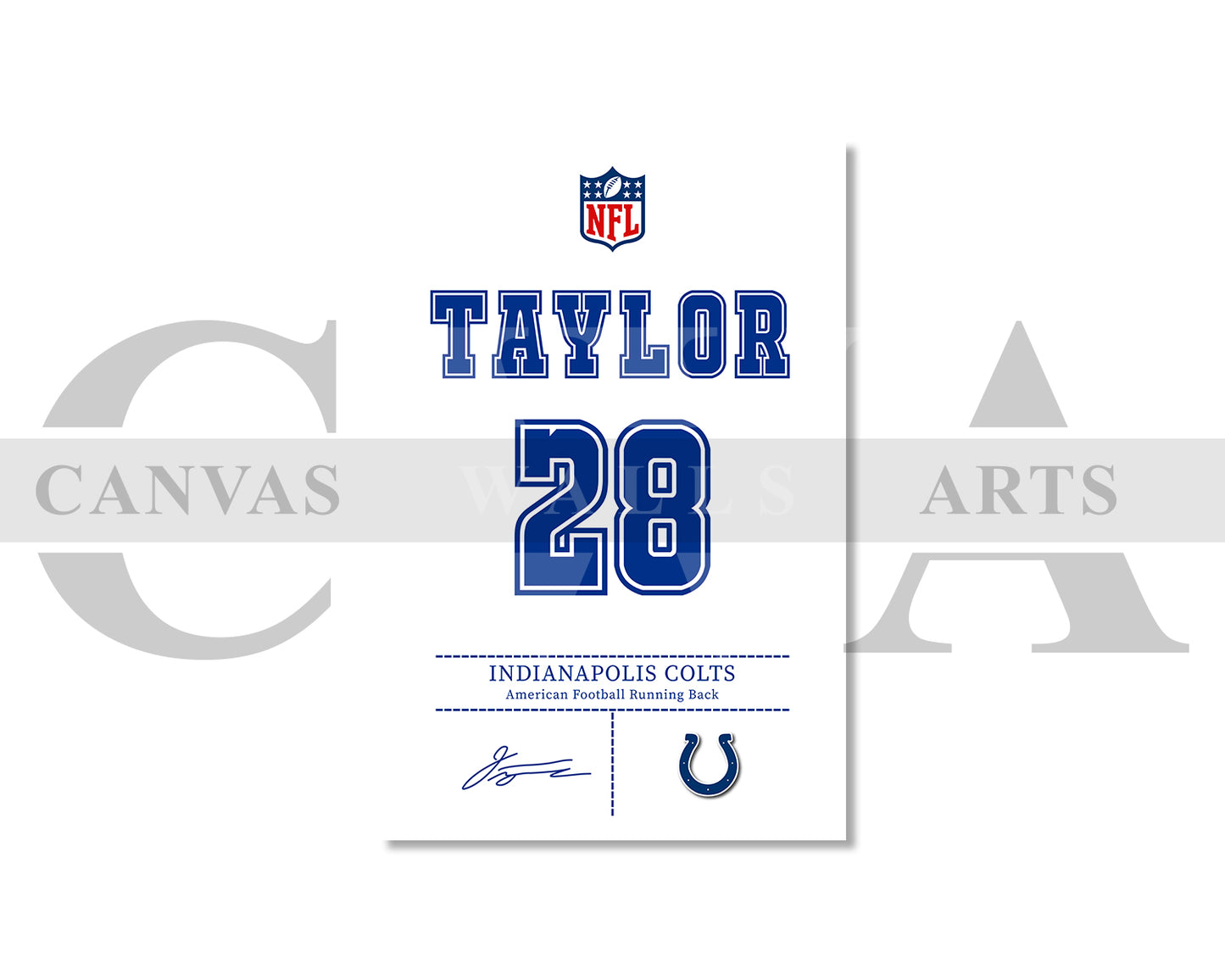 Jonathan Taylor Jersey Canvas Wall Art NFL Jersey Poster Print Sports Canvas Wall Art