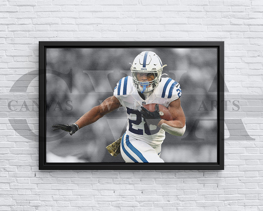 Jonathan Taylor Black & White Canvas Art American Football Canvas Wall Art