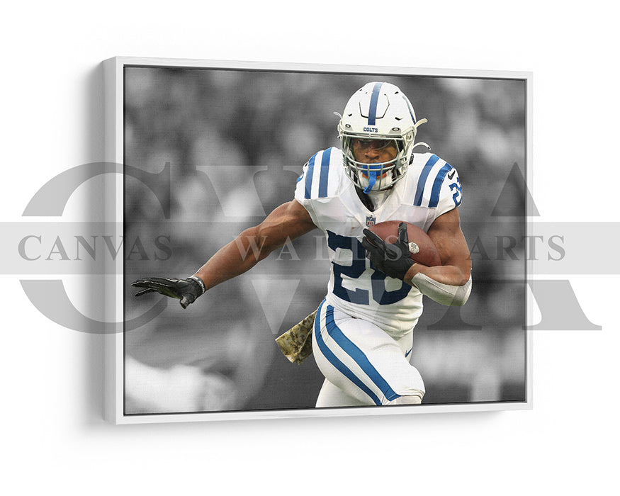 Jonathan Taylor Black & White Canvas Art American Football Canvas Wall Art