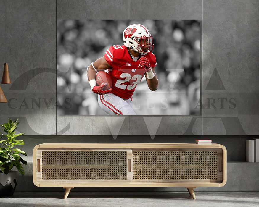 Jonathan Taylor Black & White Canvas Art American Football Canvas Wall Art