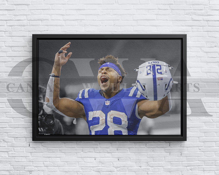 Jonathan Taylor Black & White Canvas Art American Football Canvas Wall Art