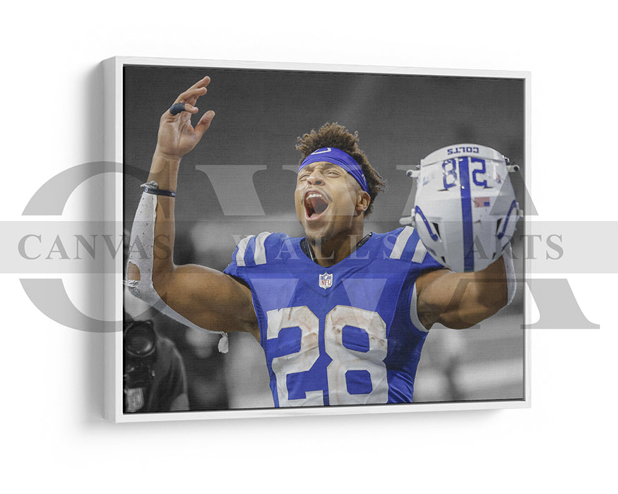 Jonathan Taylor Black & White Canvas Art American Football Canvas Wall Art