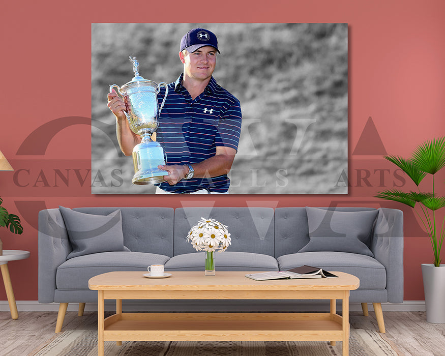 Jordan Spieth Black & White Canvas Art Golf Canvas Wall Art