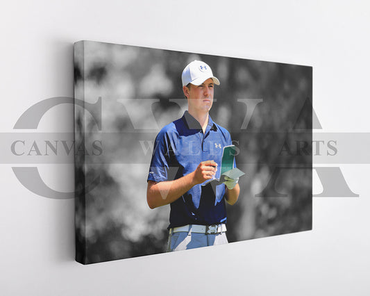 Jordan Spieth Black & White Canvas Art Golf Canvas Wall Art