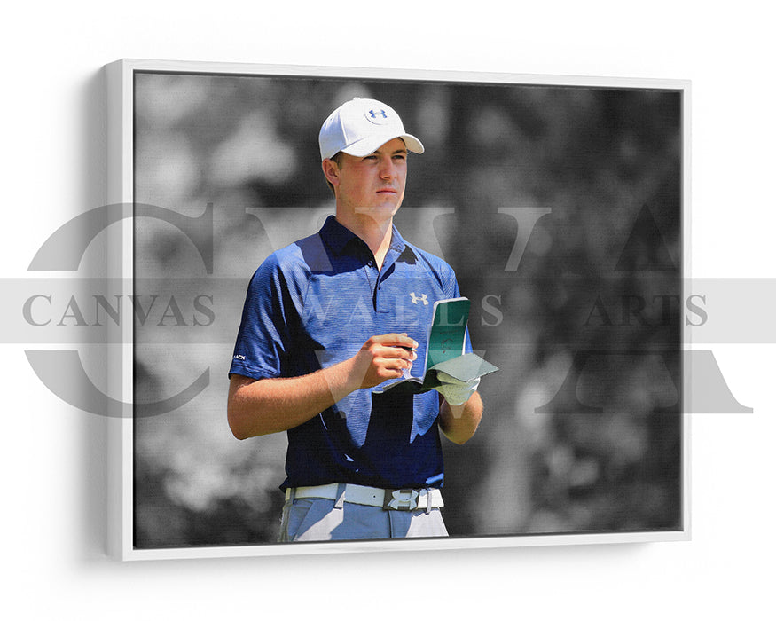 Jordan Spieth Black & White Canvas Art Golf Canvas Wall Art
