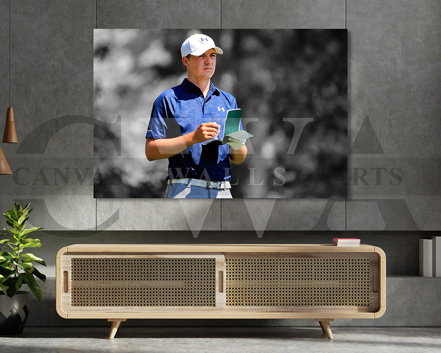 Jordan Spieth Black & White Canvas Art Golf Canvas Wall Art
