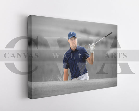 Jordan Spieth Black & White Canvas Art Golf Canvas Wall Art
