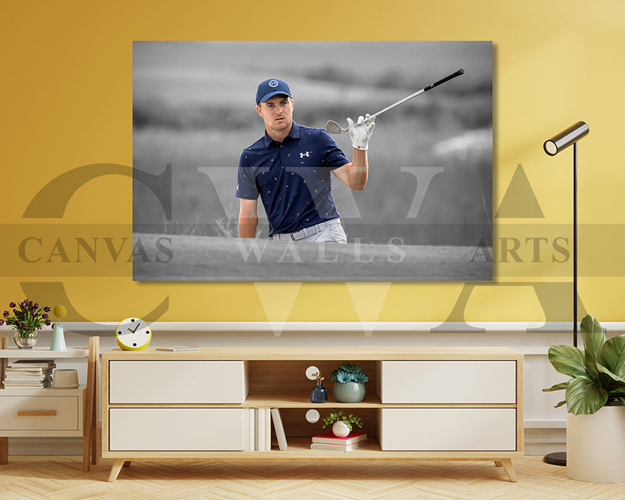 Jordan Spieth Black & White Canvas Art Golf Canvas Wall Art