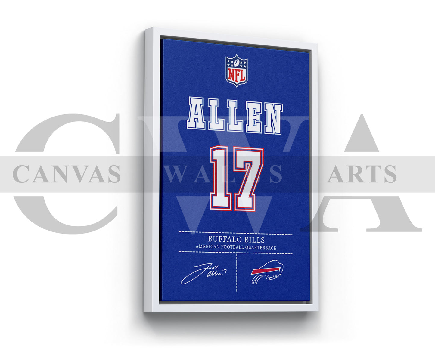 Josh Allen Jersey Canvas Wall Art NFL Jersey Poster Print American Football Jersey Canvas Print