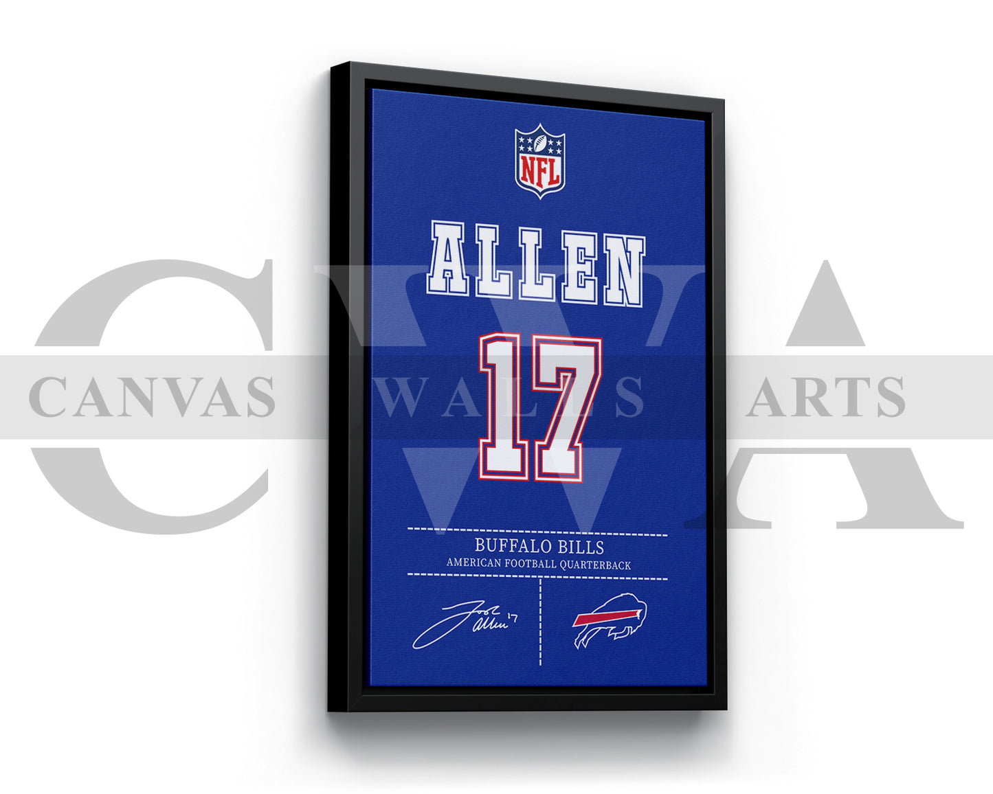 Josh Allen Jersey Canvas Wall Art NFL Jersey Poster Print American Football Jersey Canvas Print