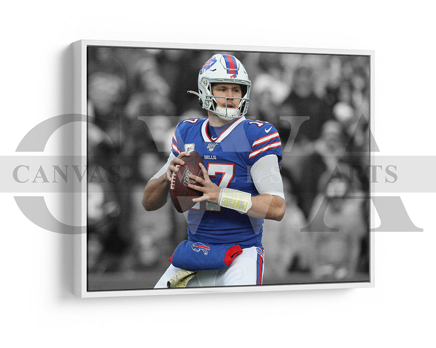 Josh Allen Black & White Canvas Art American Football Canvas Wall Art