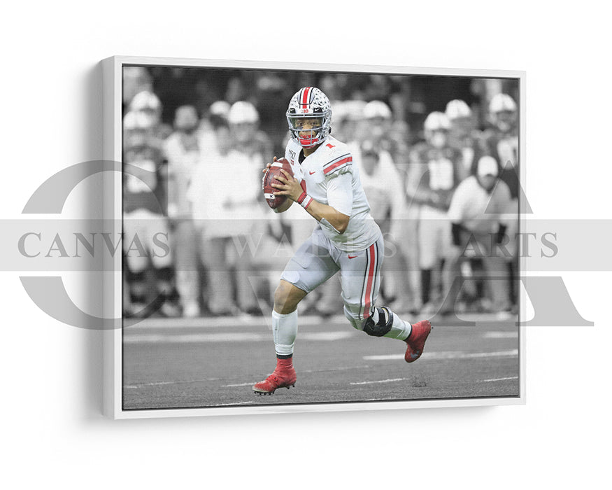 Justin Fields Black & White Canvas Art American Football Canvas Wall Art