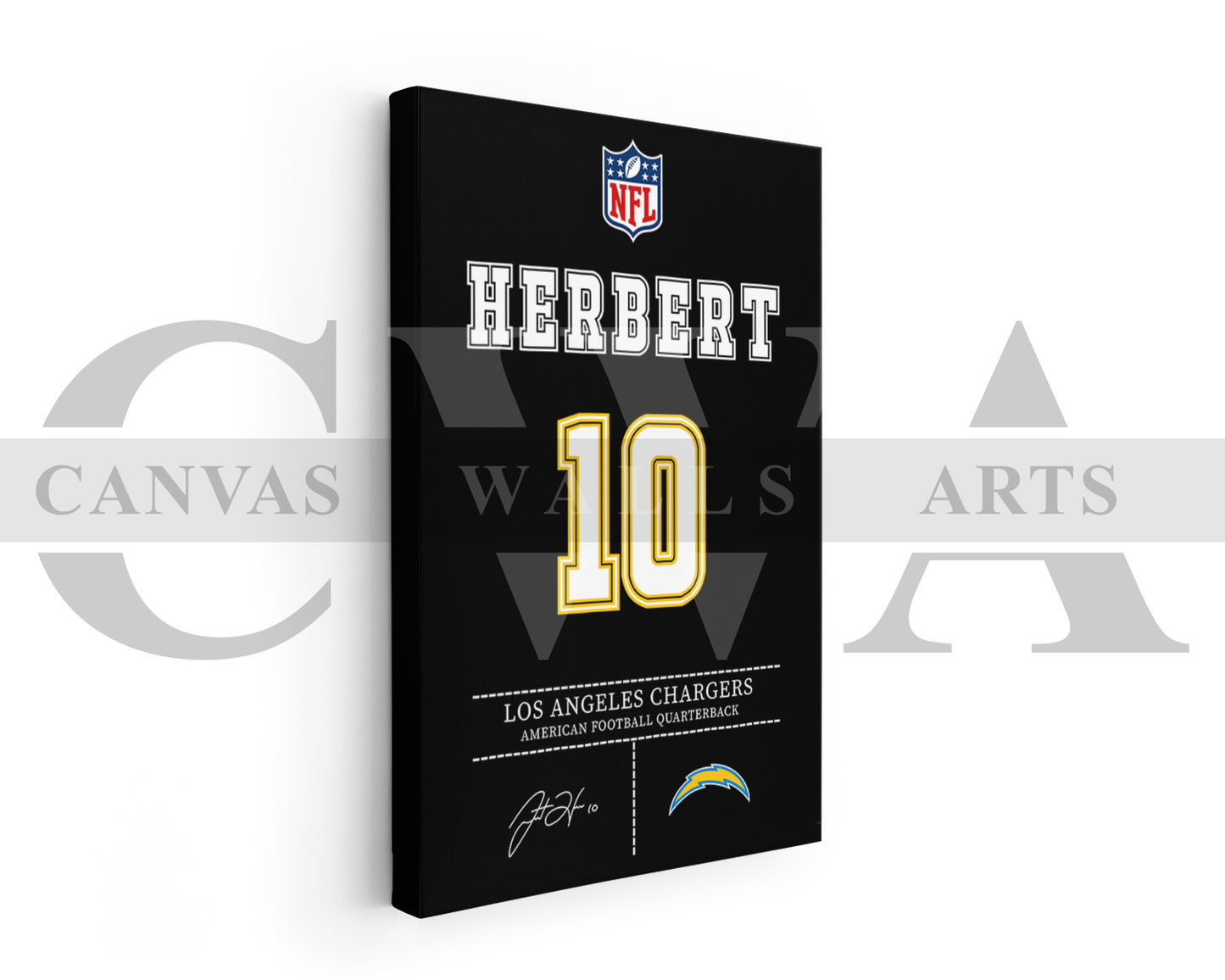 Justin Herbert Jersey Canvas Wall Art NFL Jersey Poster Print Sports Canvas Wall Art