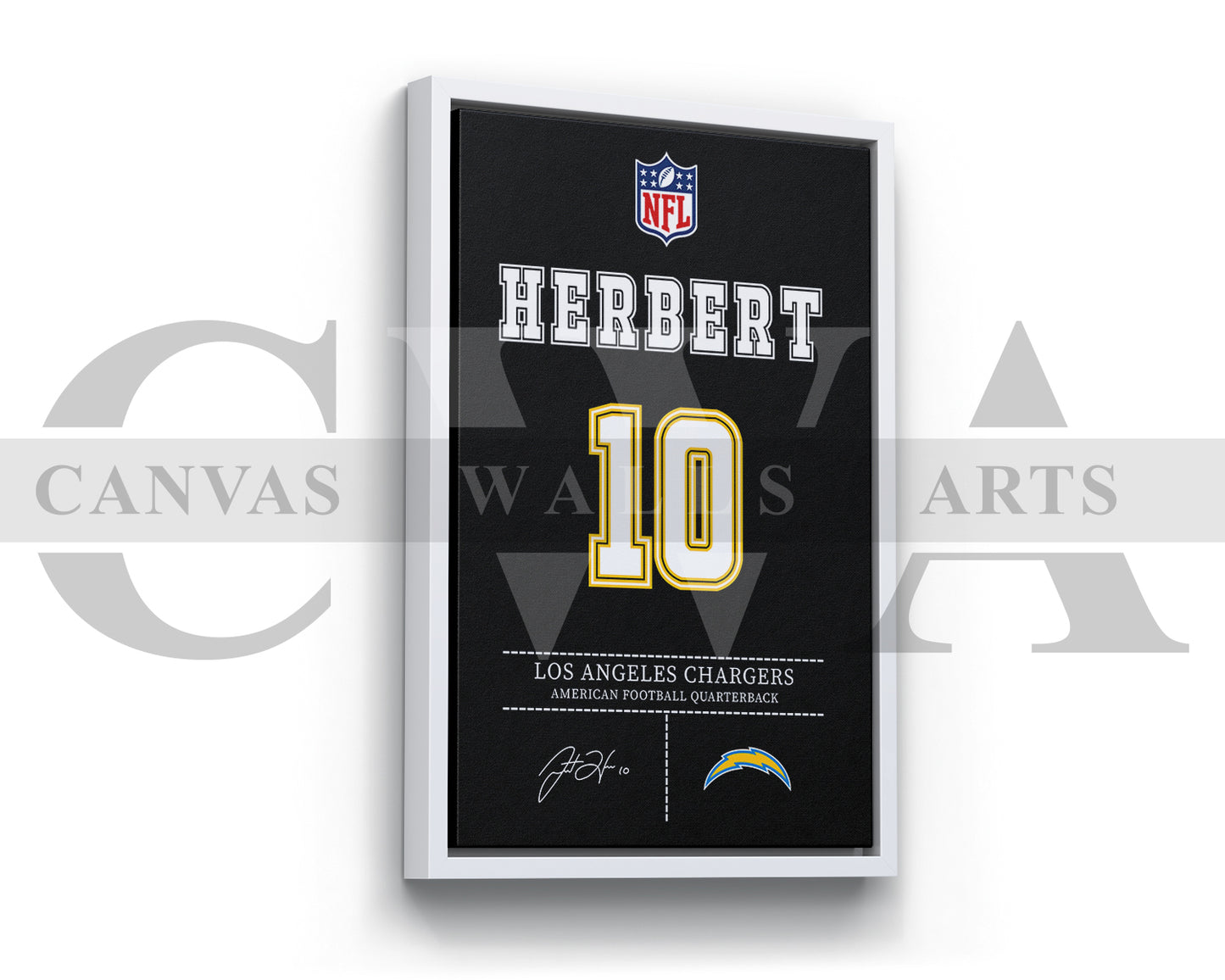 Justin Herbert Jersey Canvas Wall Art NFL Jersey Poster Print Sports Canvas Wall Art
