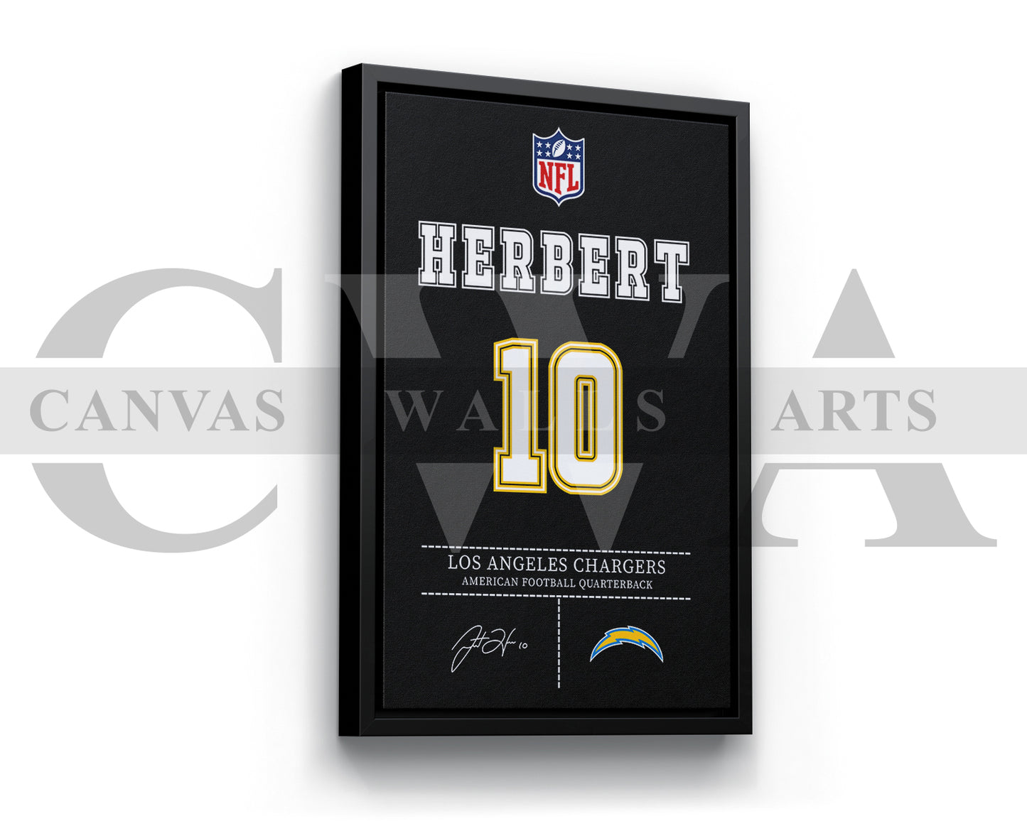 Justin Herbert Jersey Canvas Wall Art NFL Jersey Poster Print Sports Canvas Wall Art