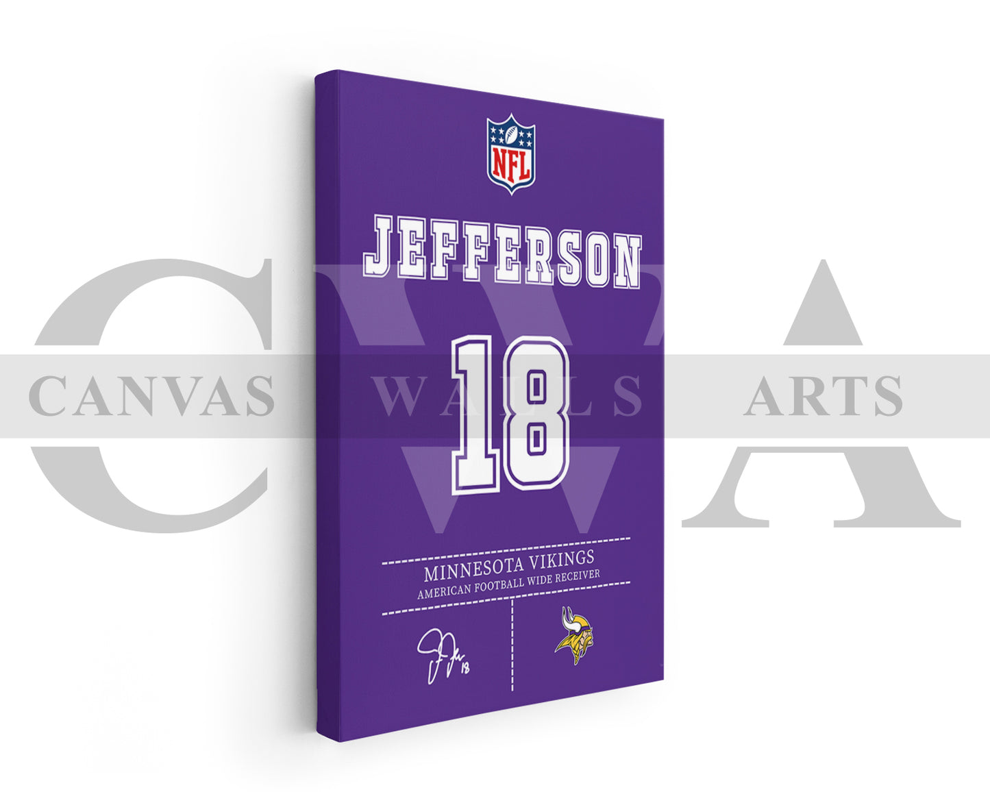 Justin Jefferson Jersey Canvas Wall Art NFL Jersey Poster Print Sports Canvas Wall Art