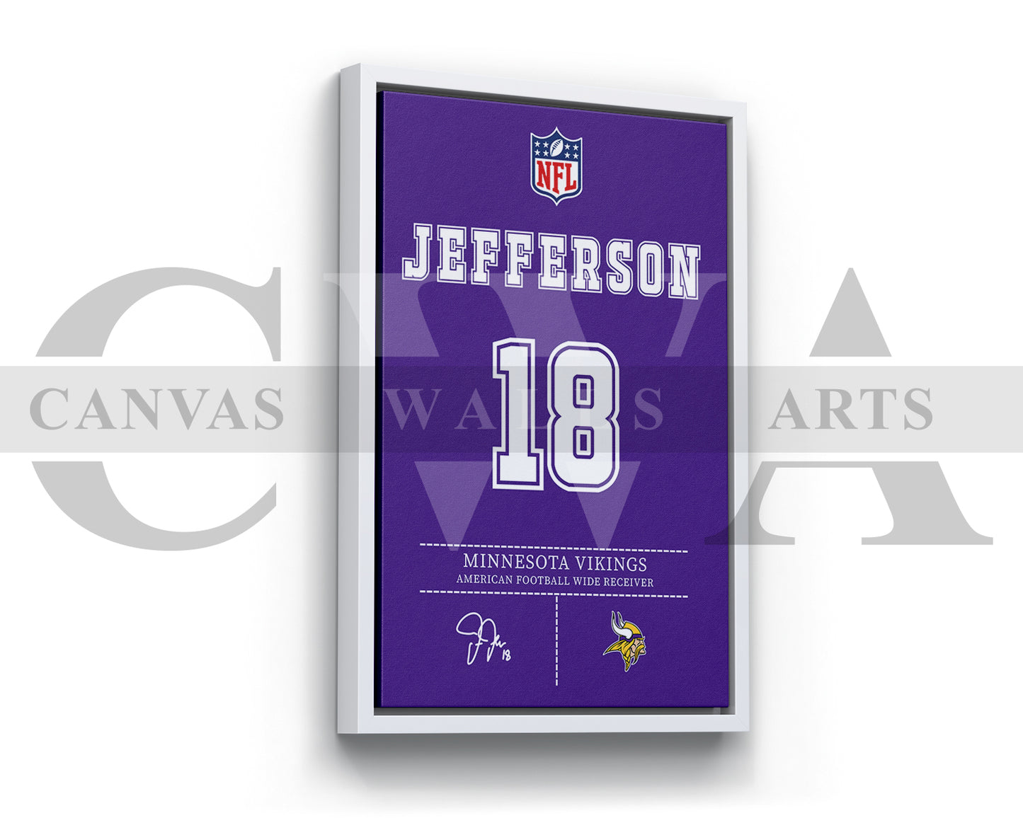 Justin Jefferson Jersey Canvas Wall Art NFL Jersey Poster Print Sports Canvas Wall Art