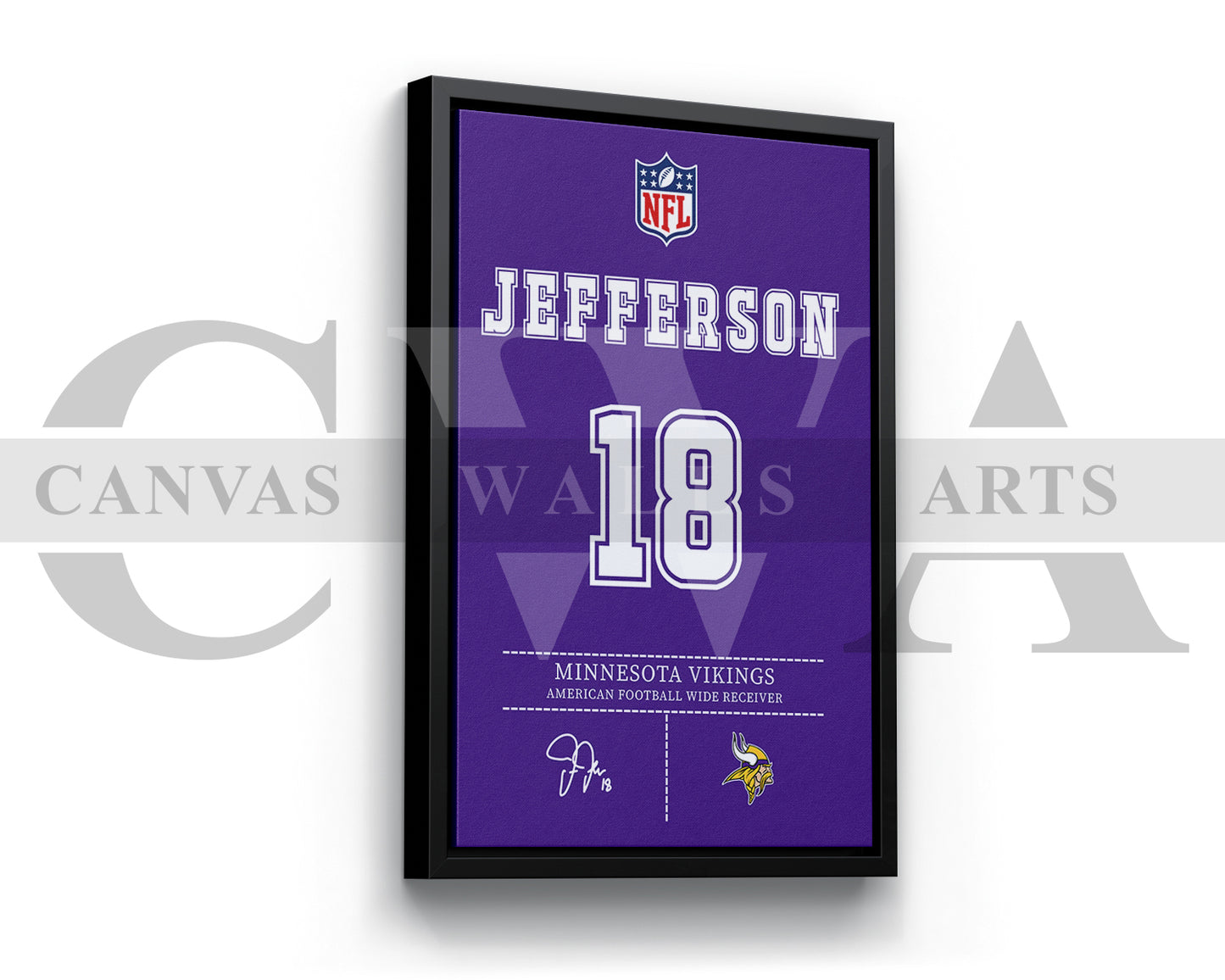 Justin Jefferson Jersey Canvas Wall Art NFL Jersey Poster Print Sports Canvas Wall Art