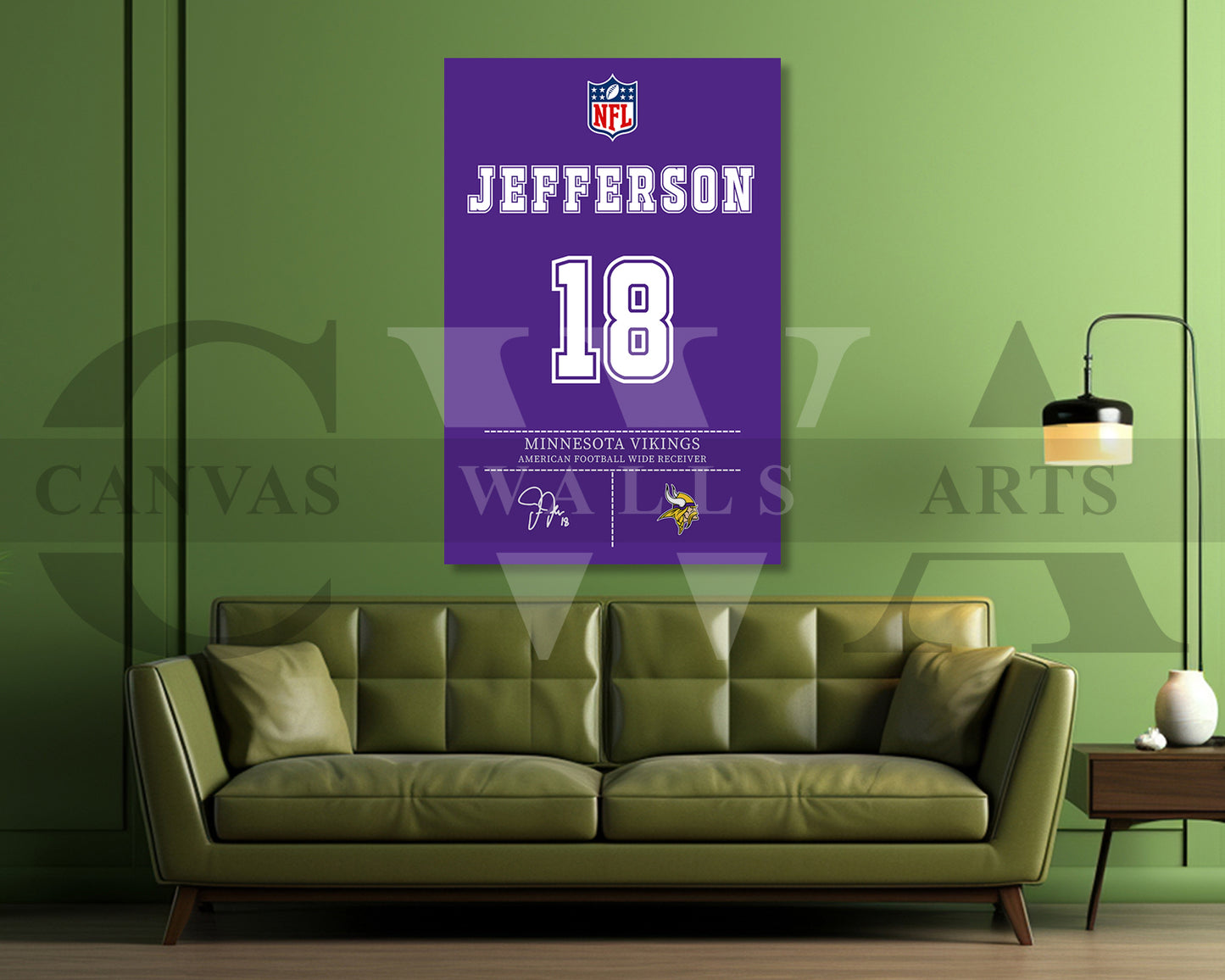 Justin Jefferson Jersey Canvas Wall Art NFL Jersey Poster Print Sports Canvas Wall Art