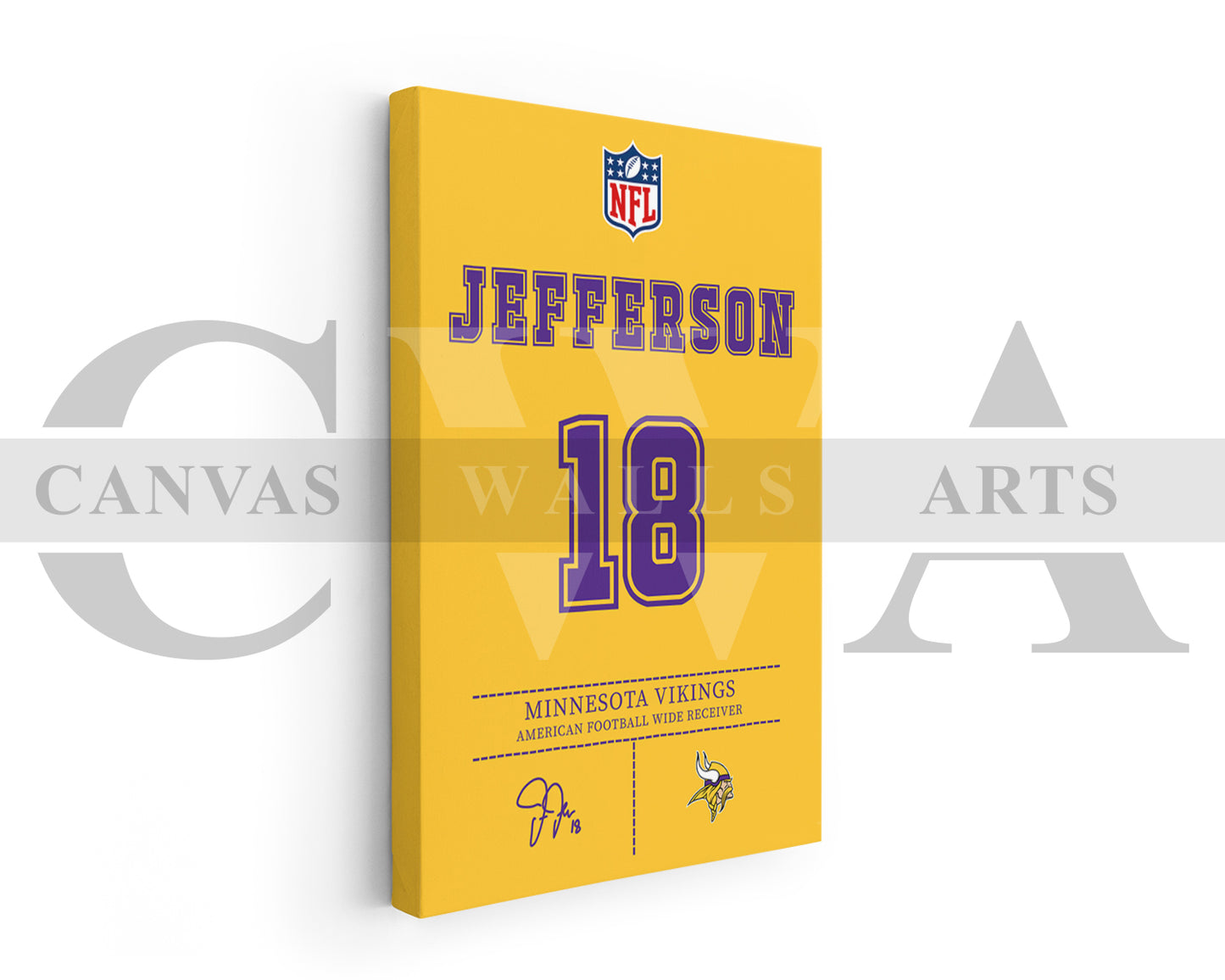 Justin Jefferson Jersey Canvas Wall Art NFL Jersey Poster Print American Football Jersey Canvas Wall Art