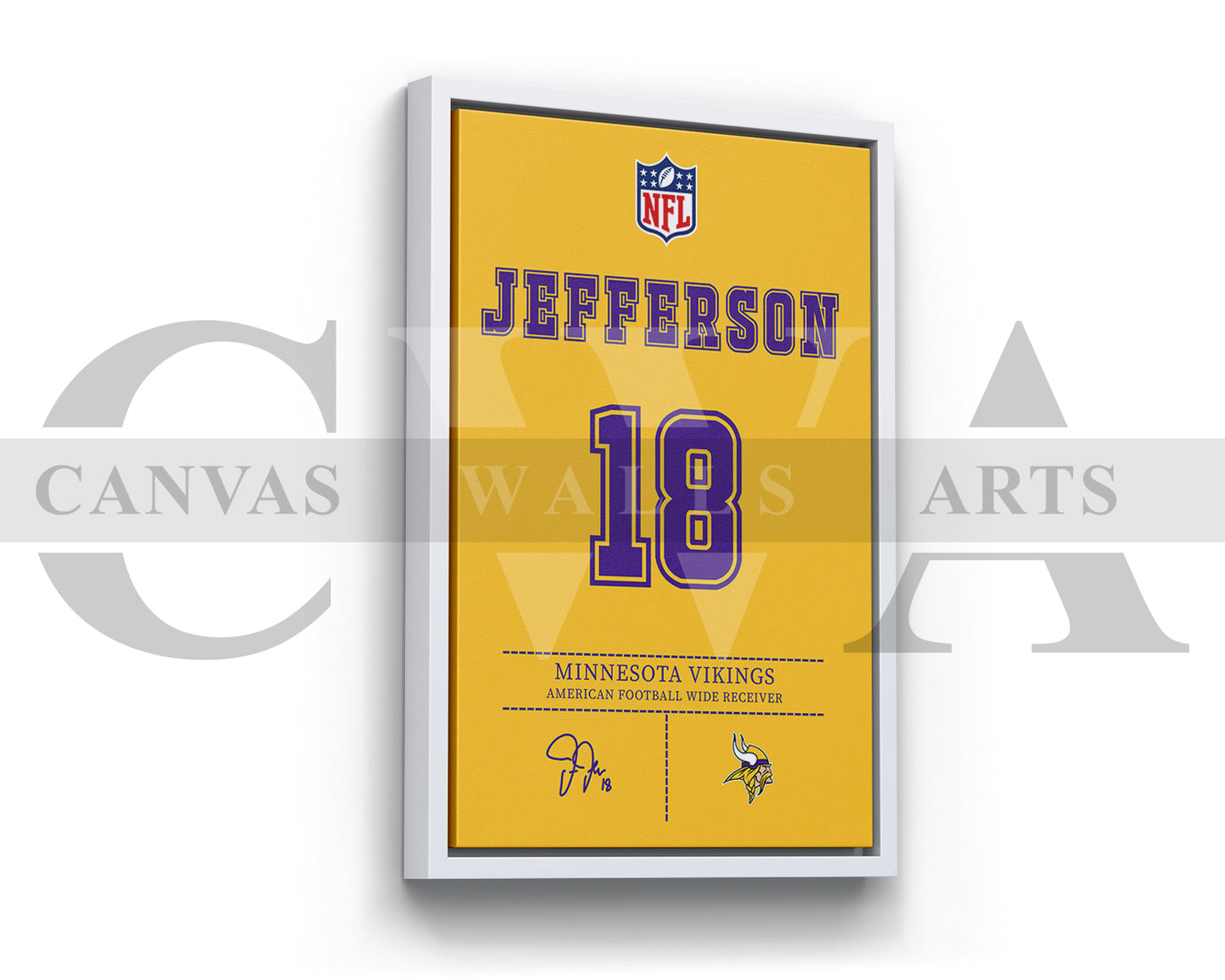 Justin Jefferson Jersey Canvas Wall Art NFL Jersey Poster Print American Football Jersey Canvas Wall Art