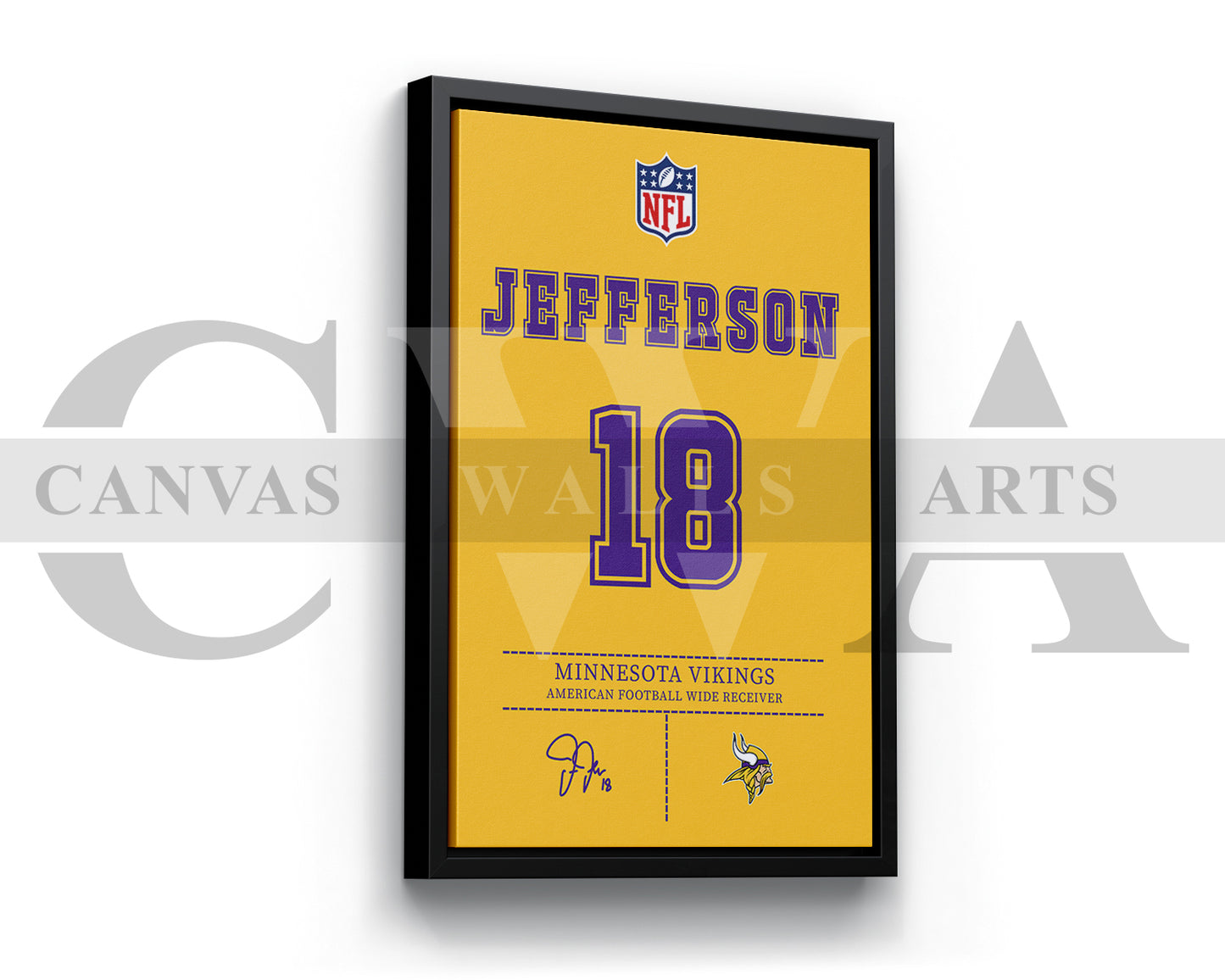 Justin Jefferson Jersey Canvas Wall Art NFL Jersey Poster Print American Football Jersey Canvas Wall Art