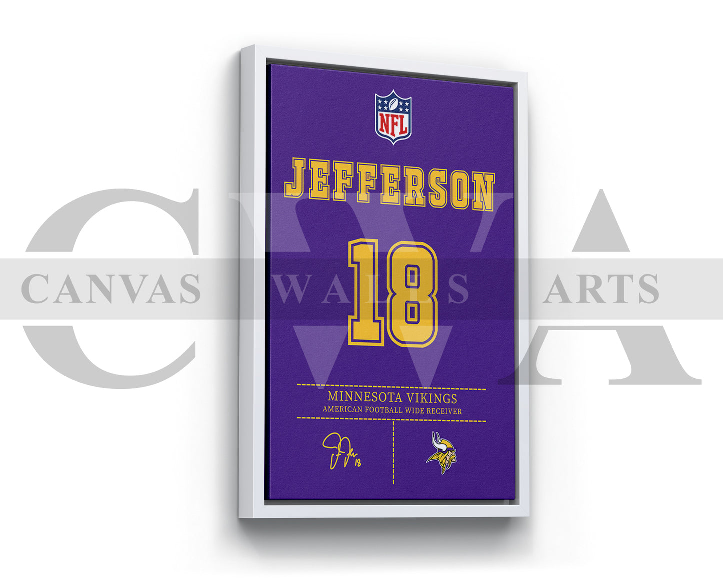 Justin Jefferson Jersey Canvas Wall Art NFL Jersey Poster Print Canvas Frame Ready To Hang