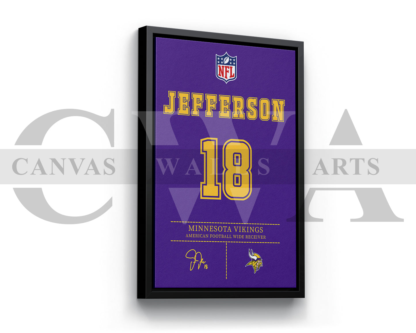 Justin Jefferson Jersey Canvas Wall Art NFL Jersey Poster Print Canvas Frame Ready To Hang