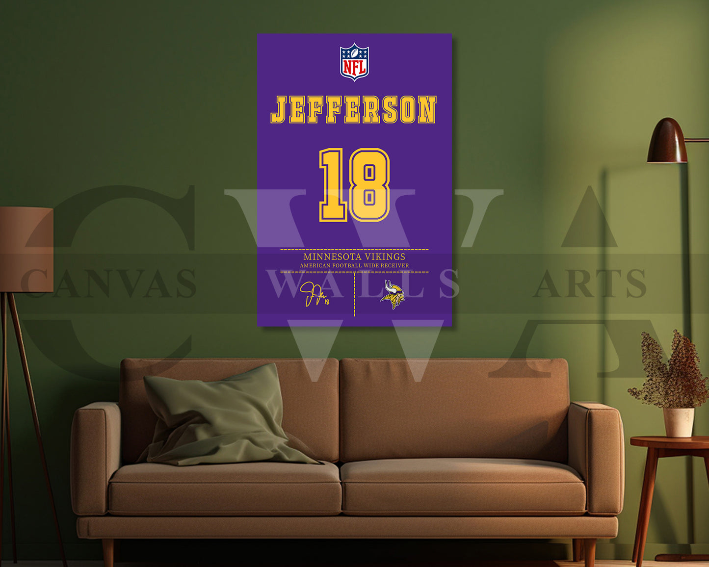 Justin Jefferson Jersey Canvas Wall Art NFL Jersey Poster Print Canvas Frame Ready To Hang