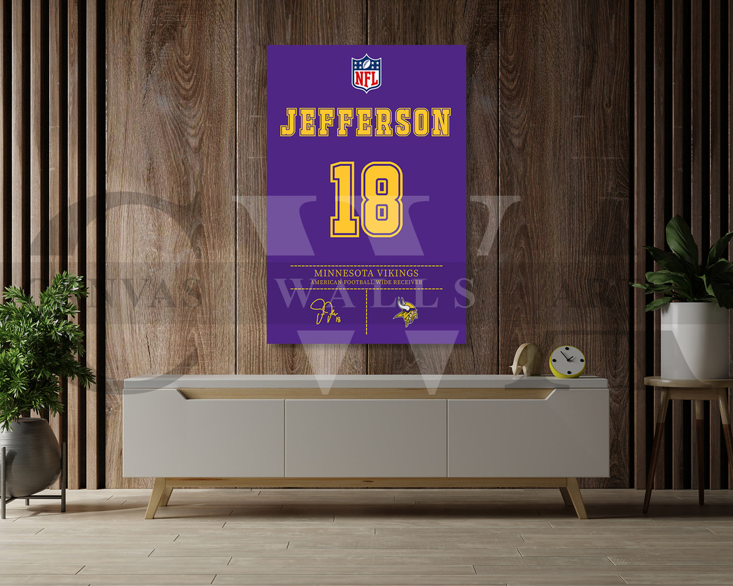 Justin Jefferson Jersey Canvas Wall Art NFL Jersey Poster Print Canvas Frame Ready To Hang