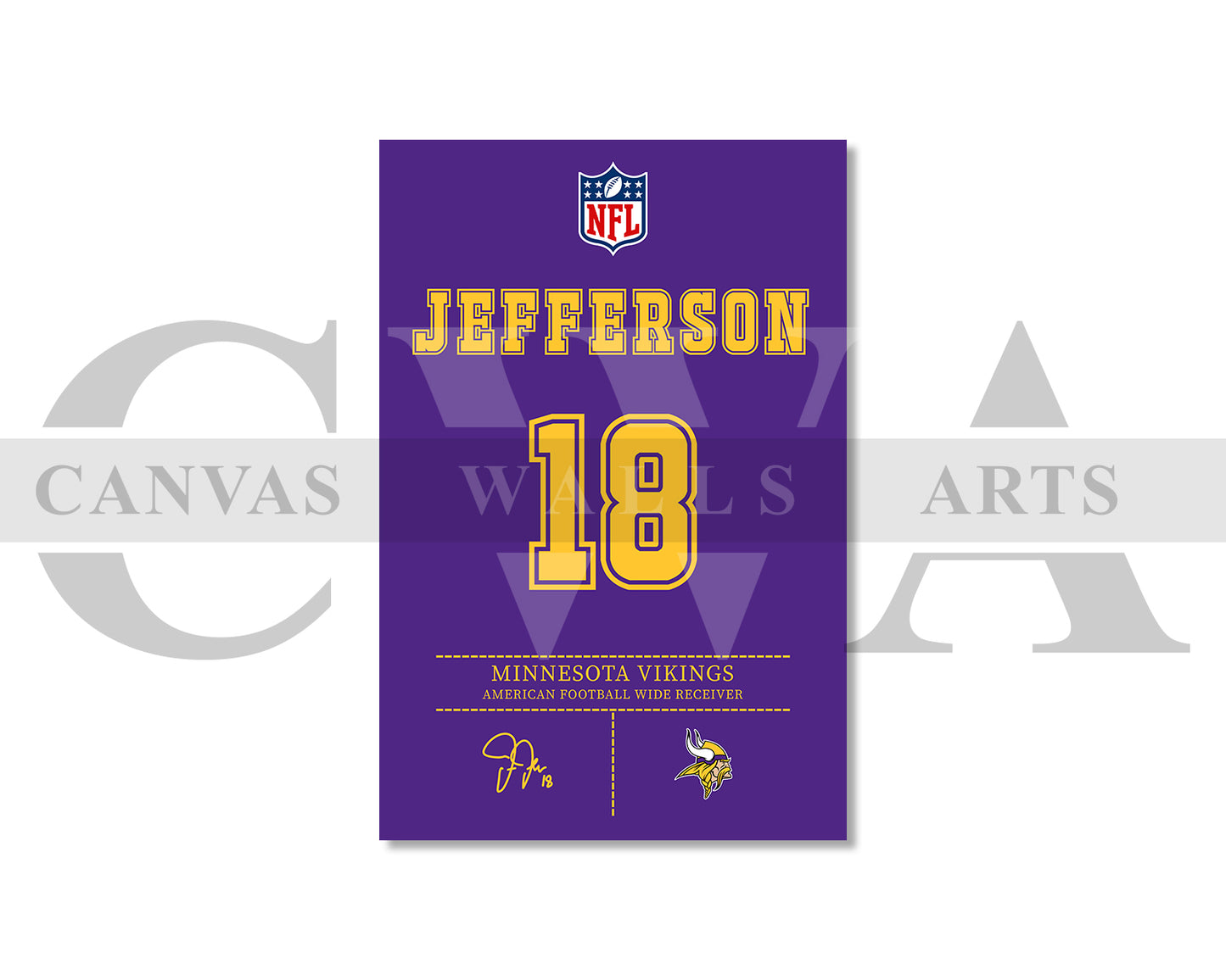 Justin Jefferson Jersey Canvas Wall Art NFL Jersey Poster Print Canvas Frame Ready To Hang