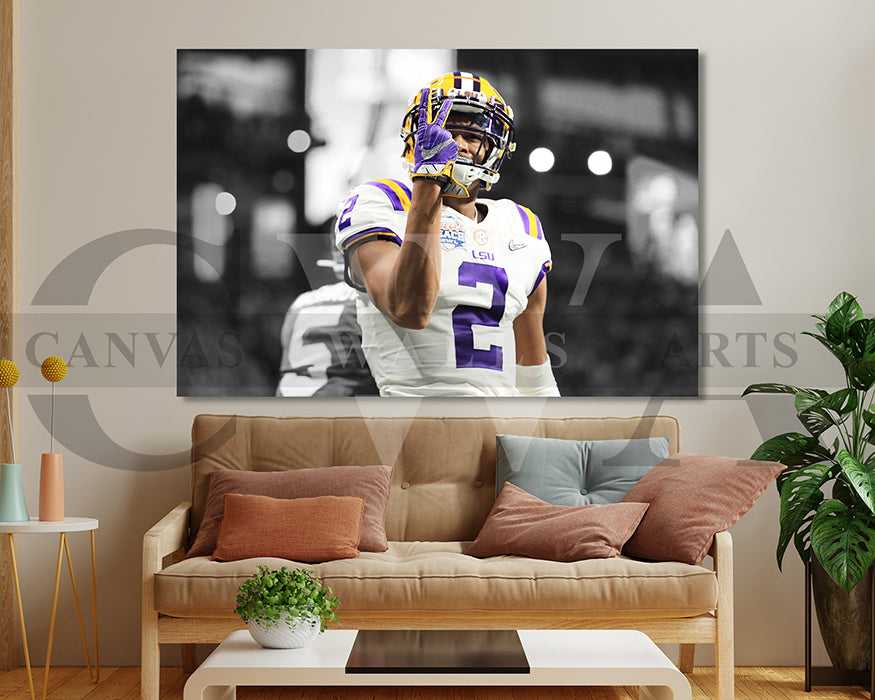 Justin Jefferson Black & White Canvas Art American Football Canvas Wall Art
