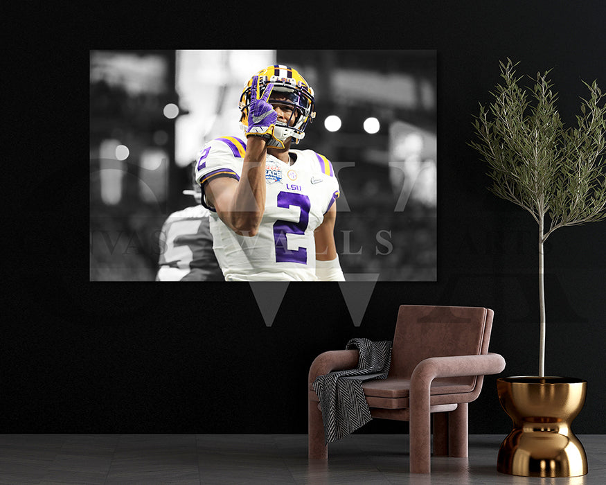 Justin Jefferson Black & White Canvas Art American Football Canvas Wall Art