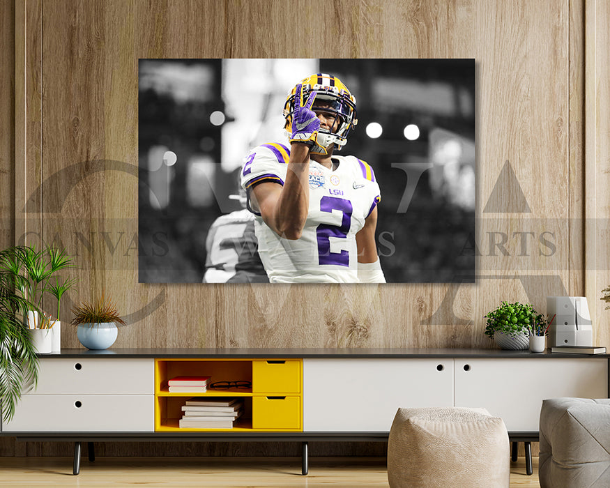 Justin Jefferson Black & White Canvas Art American Football Canvas Wall Art