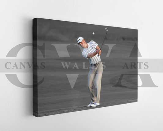 Justin Thomas Black & White Canvas Art Golf Canvas Wall Art