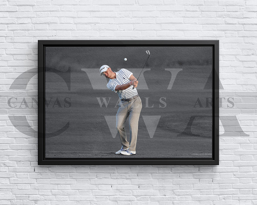 Justin Thomas Black & White Canvas Art Golf Canvas Wall Art