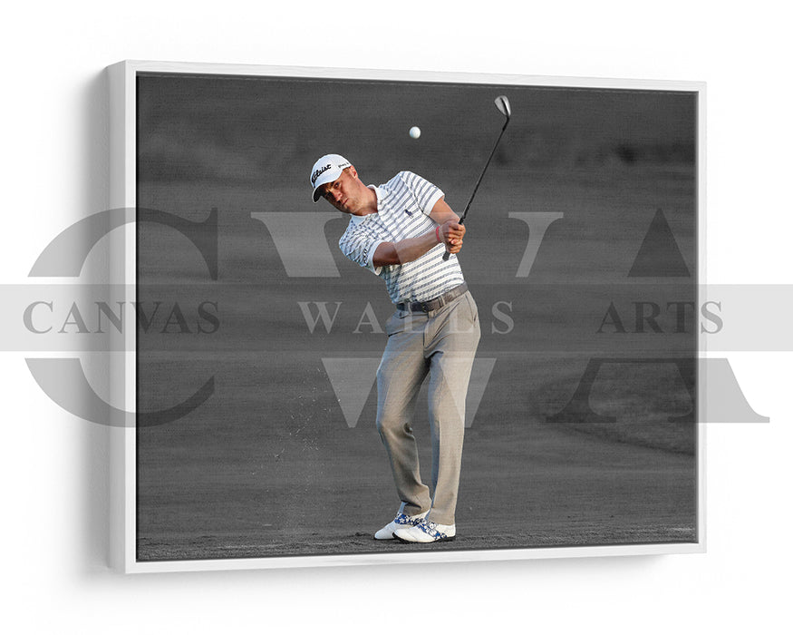 Justin Thomas Black & White Canvas Art Golf Canvas Wall Art