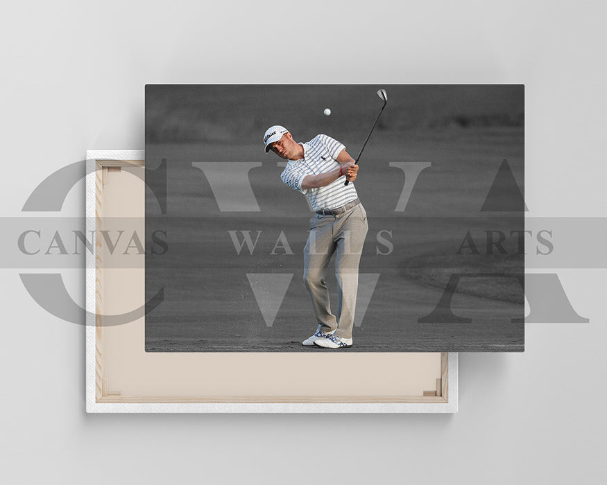 Justin Thomas Black & White Canvas Art Golf Canvas Wall Art