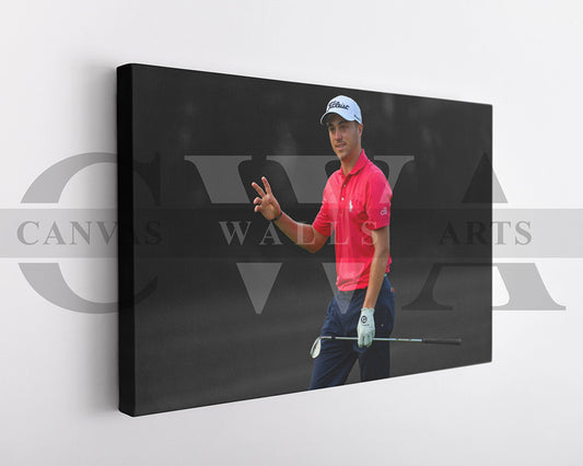 Justin Thomas Black & White Canvas Art Golf Canvas Wall Art
