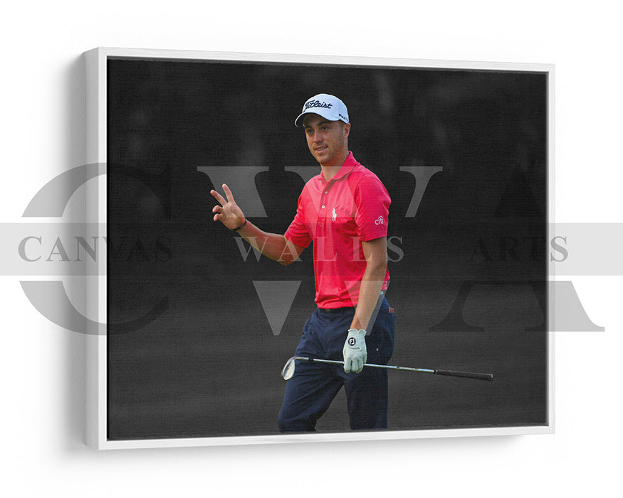 Justin Thomas Black & White Canvas Art Golf Canvas Wall Art