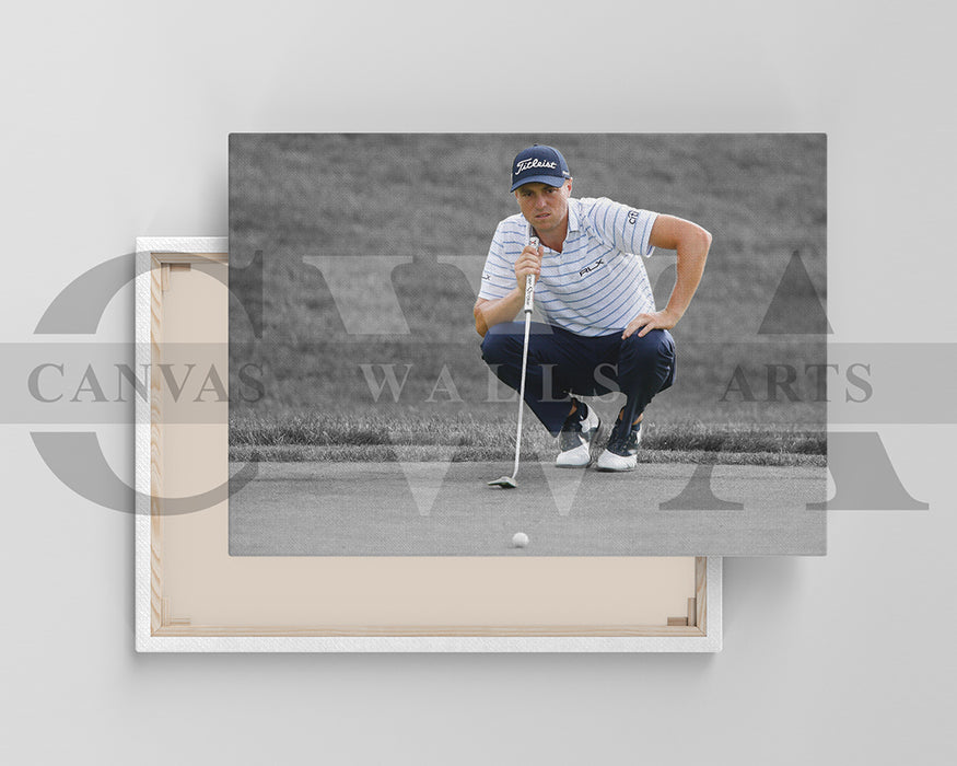 Justin Thomas Black & White Canvas Art Golf Canvas Wall Art