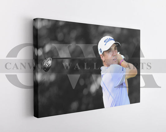 Justin Thomas Black & White Canvas Art Golf Canvas Wall Art