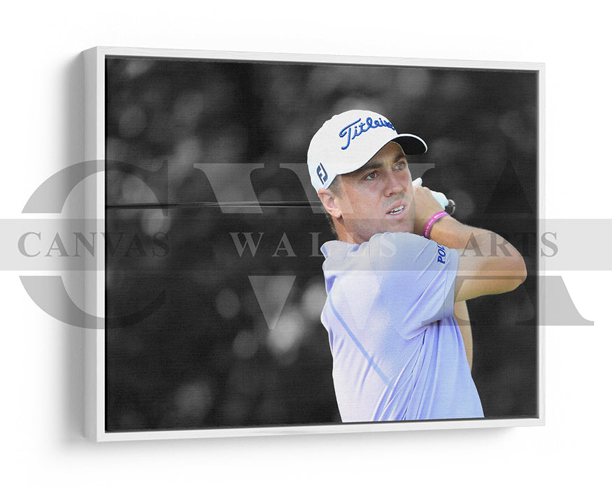 Justin Thomas Black & White Canvas Art Golf Canvas Wall Art