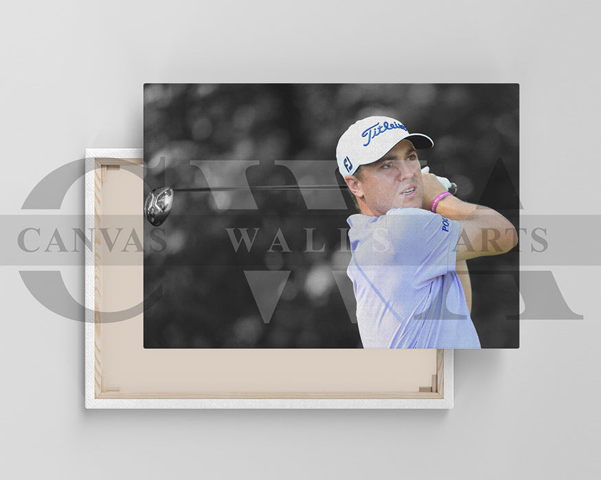 Justin Thomas Black & White Canvas Art Golf Canvas Wall Art